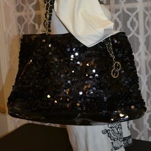 Black Sequinned Escada Oversized Purse